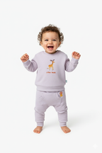 İçi şardonlu lavanta bebek takımı zürafa nakışlı - ön görünüm