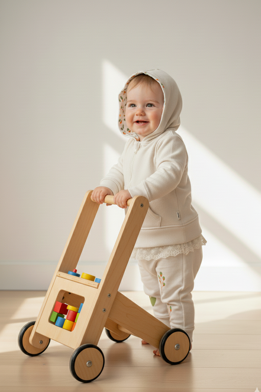 Dantel detaylı krem bebek hoodie takımı - ön görünüm