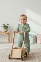 Bebek Çıtçıtlı Tulum Yeşil - Pamuklu Arı Nakışlı 0-24 Ay | Little's World