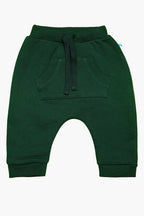 İçi şardonlu çam yeşili bebek şalvar pantolon - ön görünüm