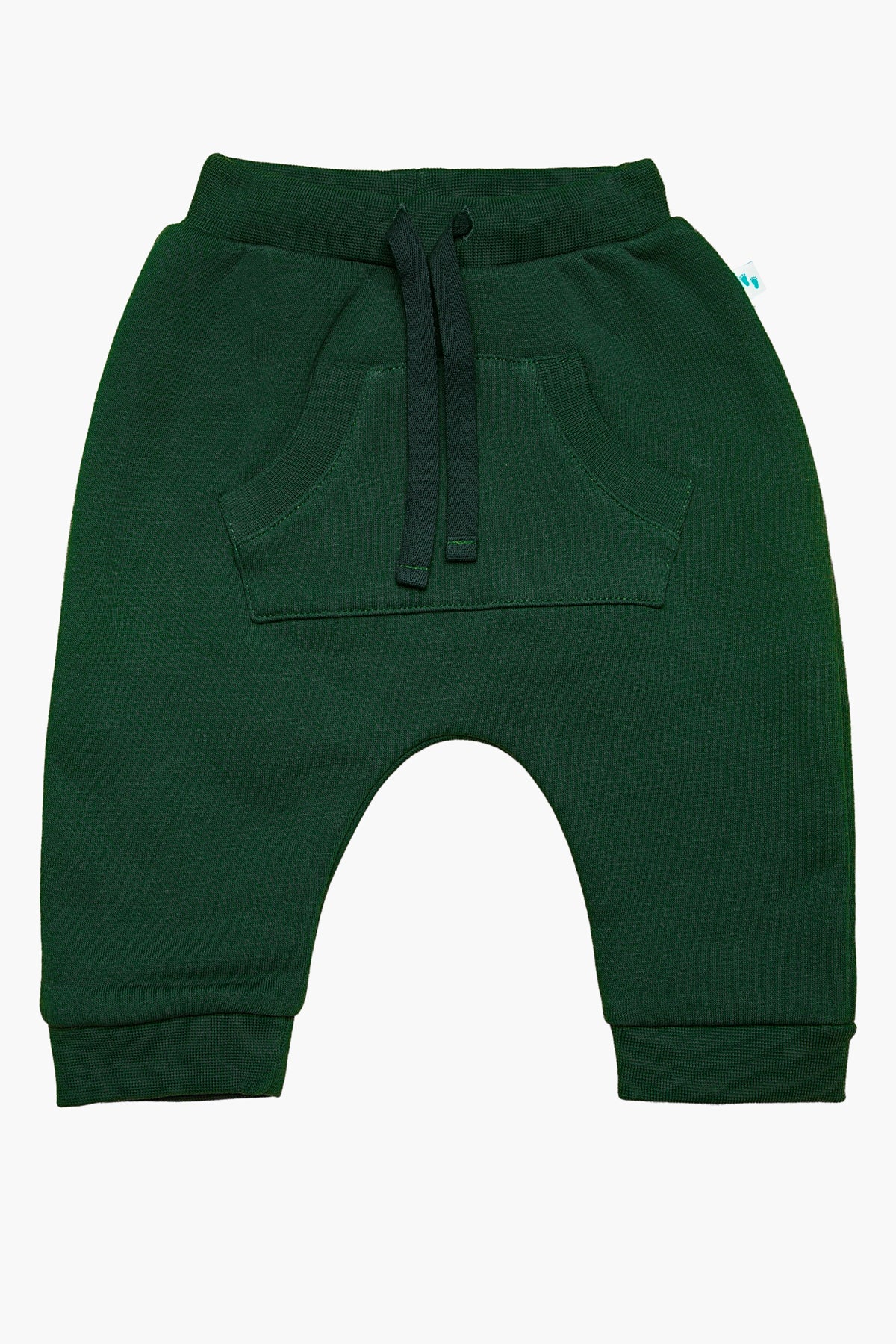 İçi şardonlu çam yeşili bebek şalvar pantolon - ön görünüm