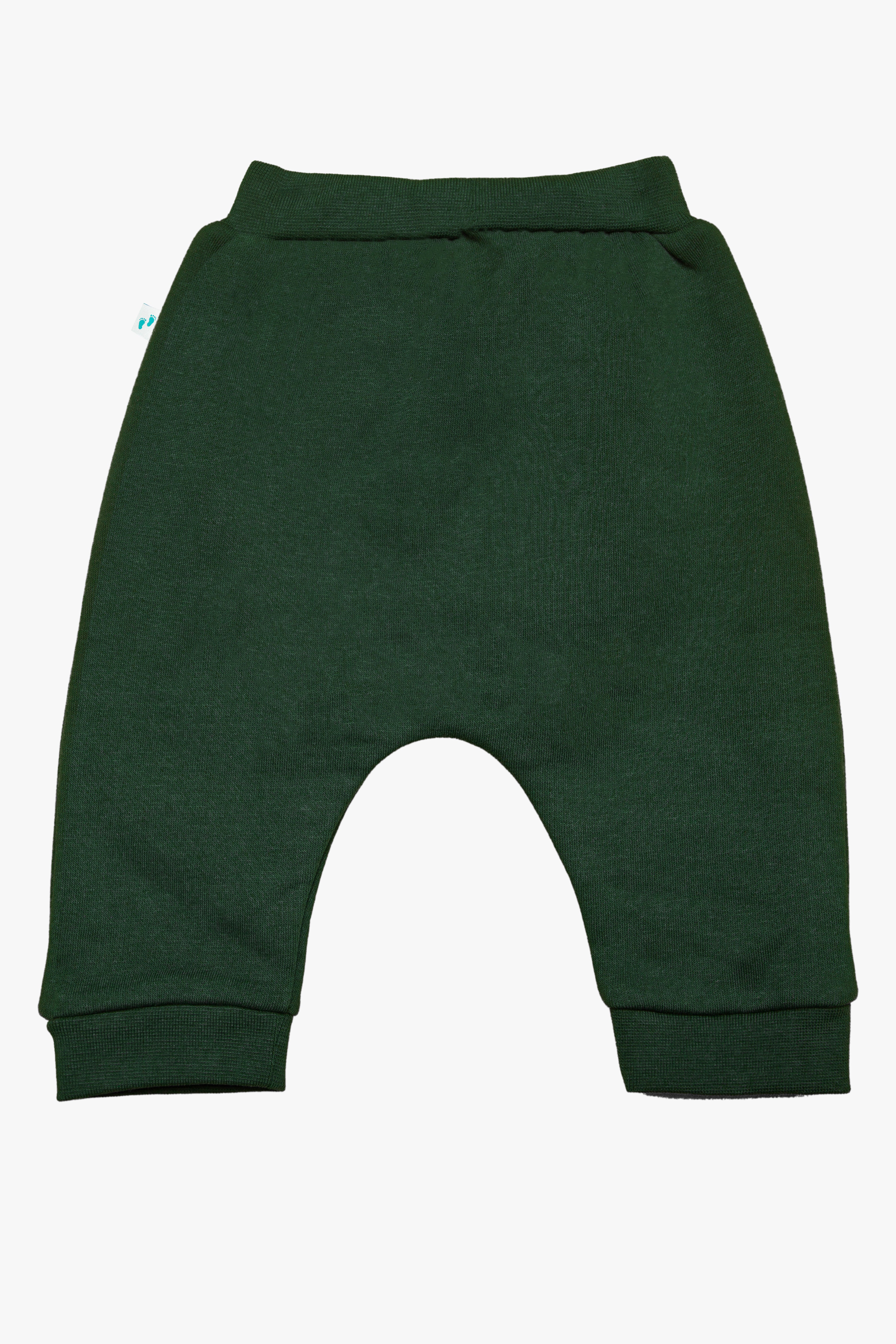 İçi şardonlu çam yeşili bebek şalvar pantolon - arka görünüm