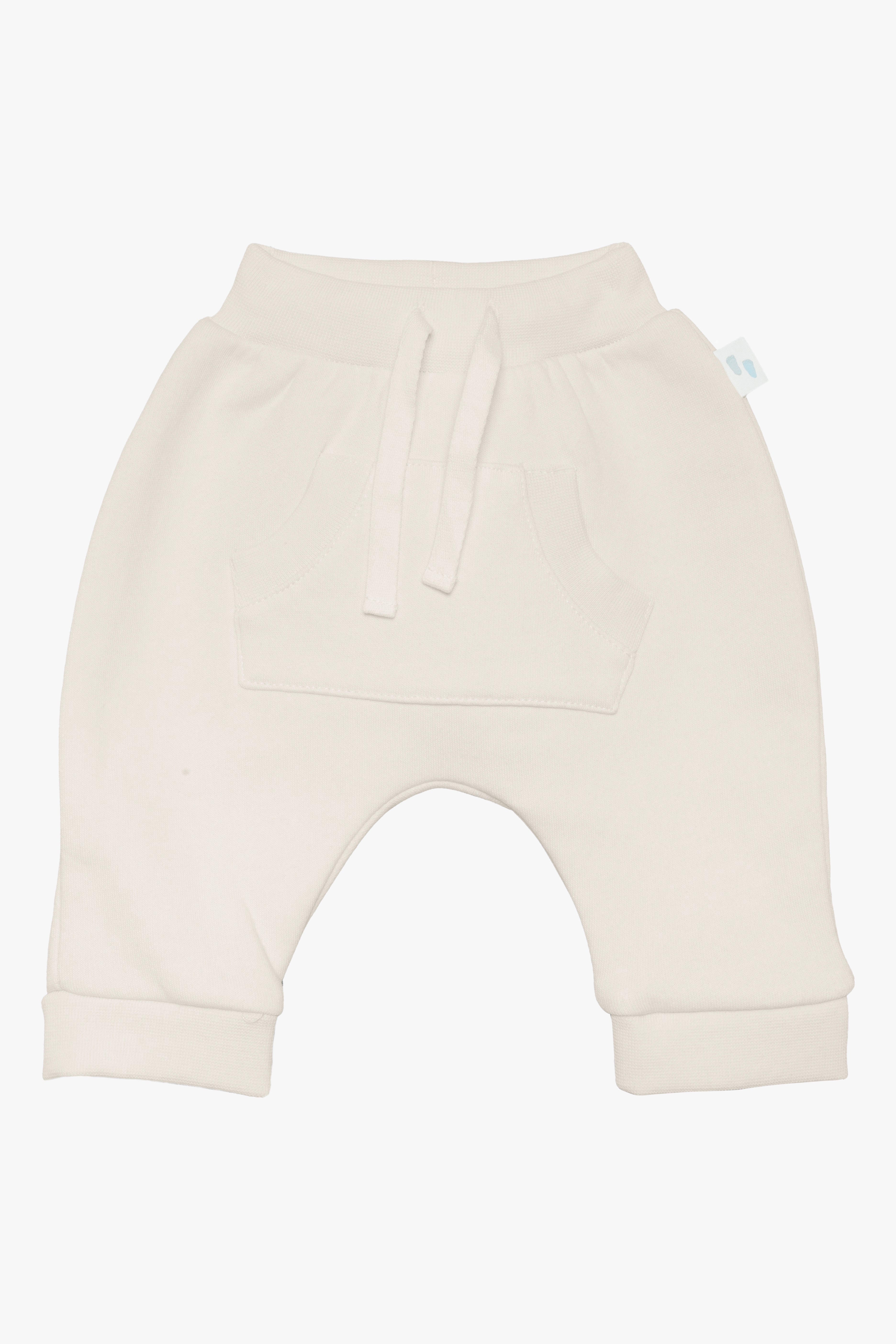 İçi şardonlu ekru bebek şalvar pantolon - ön görünüm