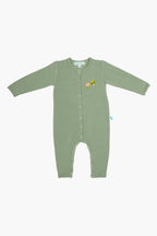 Bebek Çıtçıtlı Tulum Yeşil - Pamuklu Arı Nakışlı 0-24 Ay | Little's World