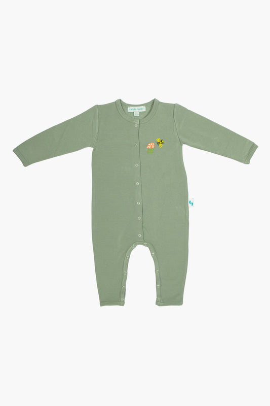 Bebek Çıtçıtlı Tulum Yeşil - Pamuklu Arı Nakışlı 0-24 Ay | Little's World