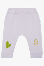 Pamuklu lavanta bebek eşofman seti - detay görünümü