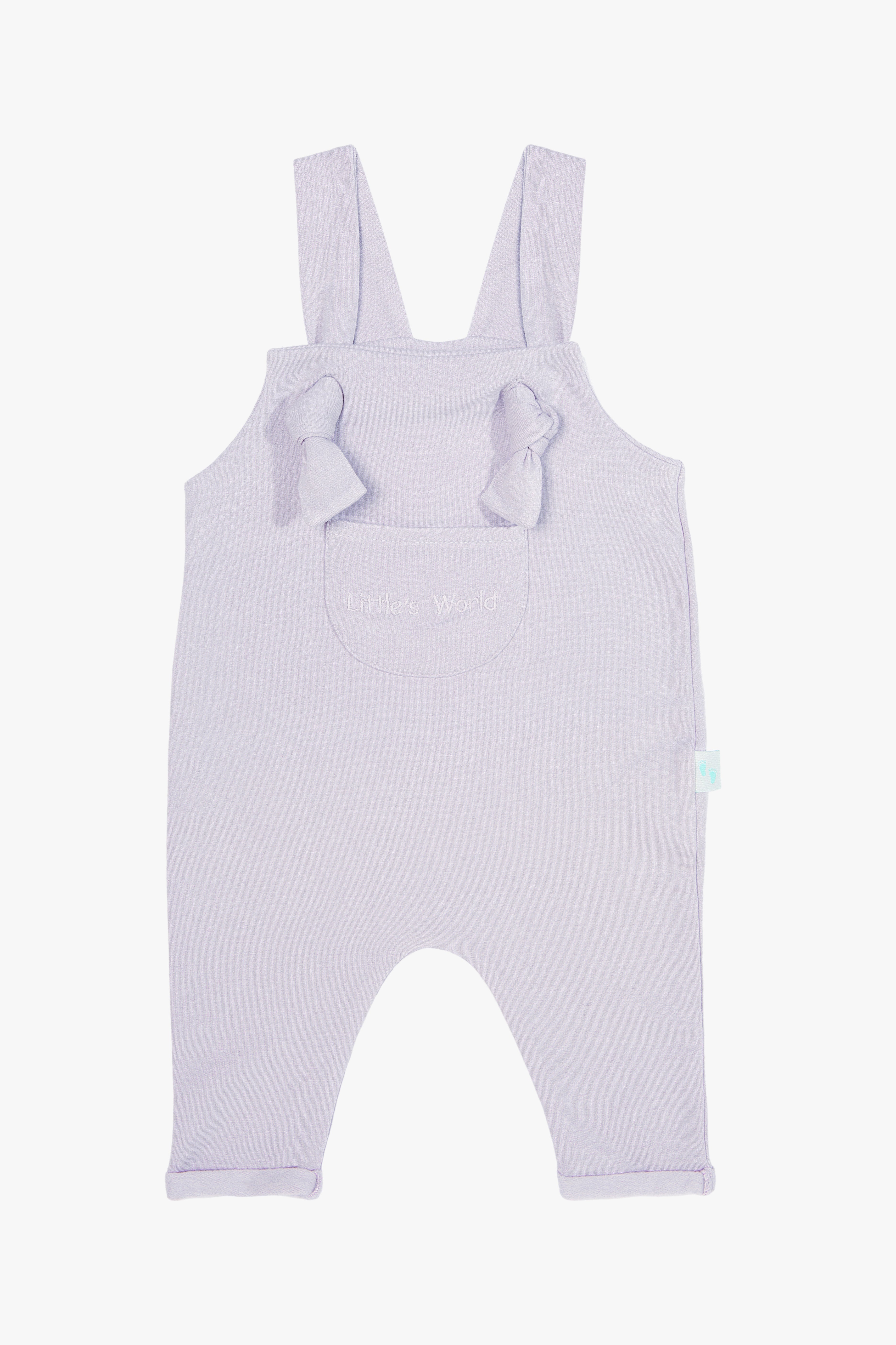 İlikli Bebek Salopet Lavanta Grisi - Pamuklu Tulum 0-24 Ay | Little's World