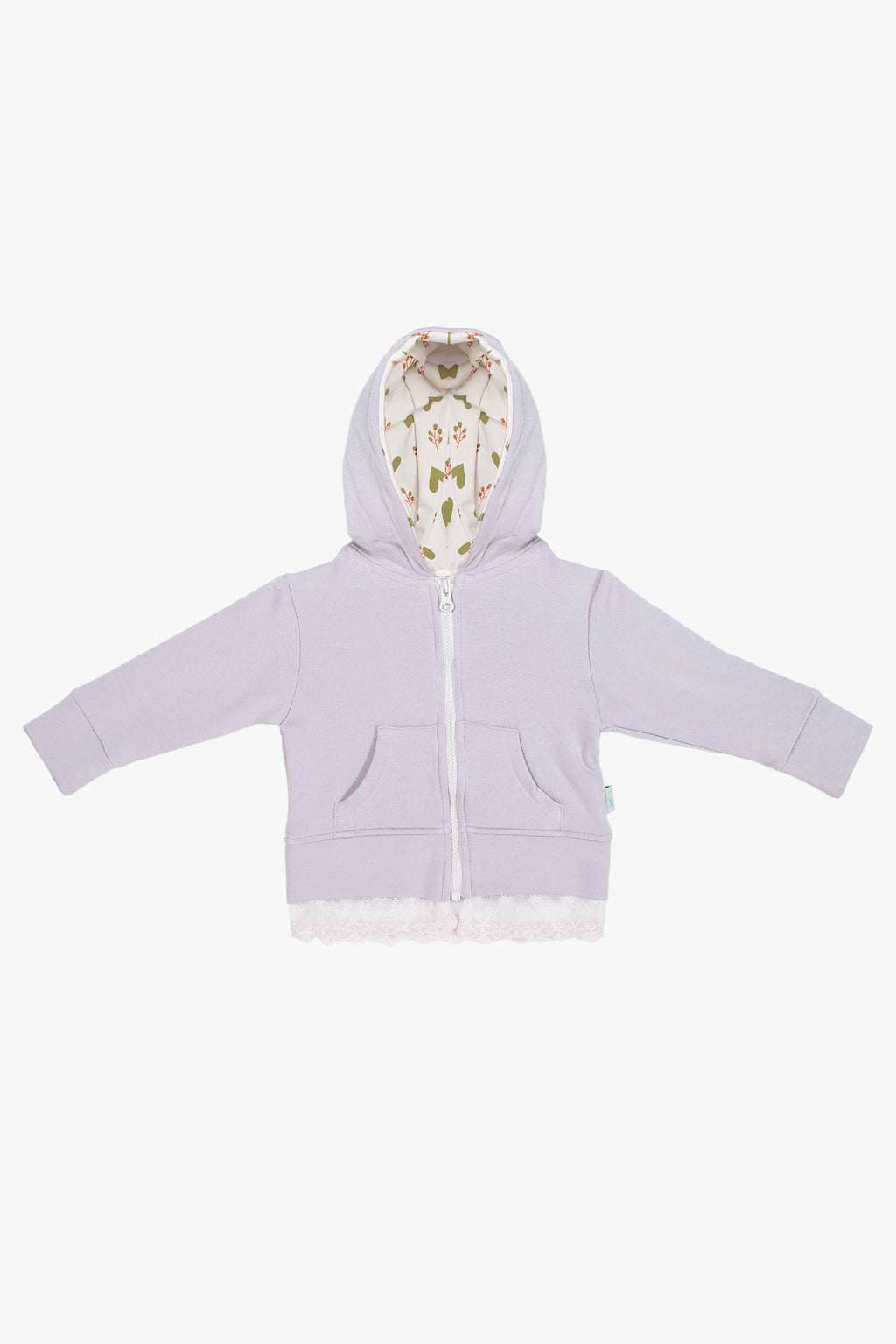 Pamuklu lavanta bebek eşofman seti - detay görünümü