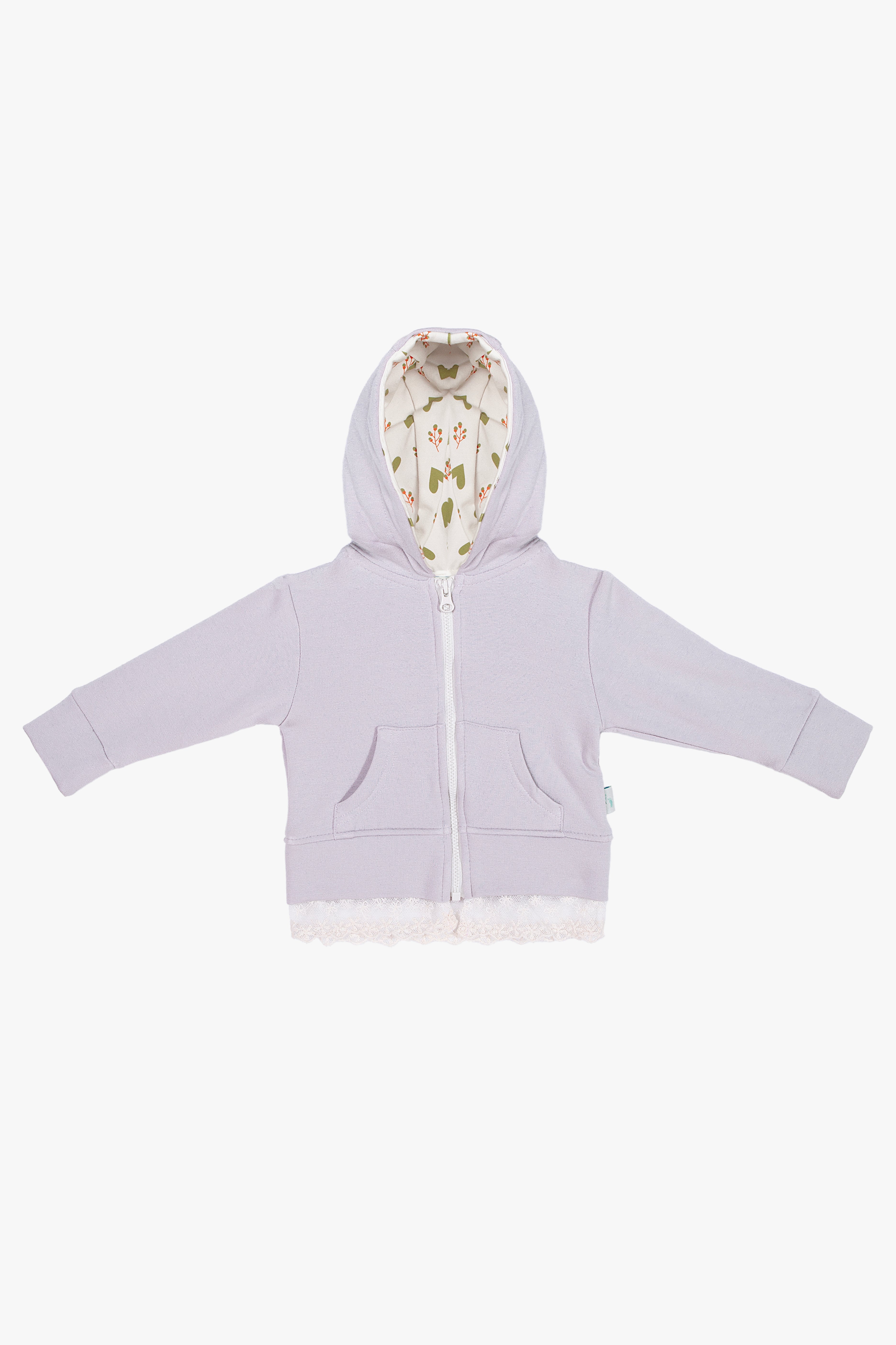 Pamuklu lavanta bebek eşofman seti - detay görünümü