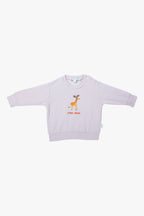 Zürafa desenli lavanta bebek kıyafeti - üst görünüm