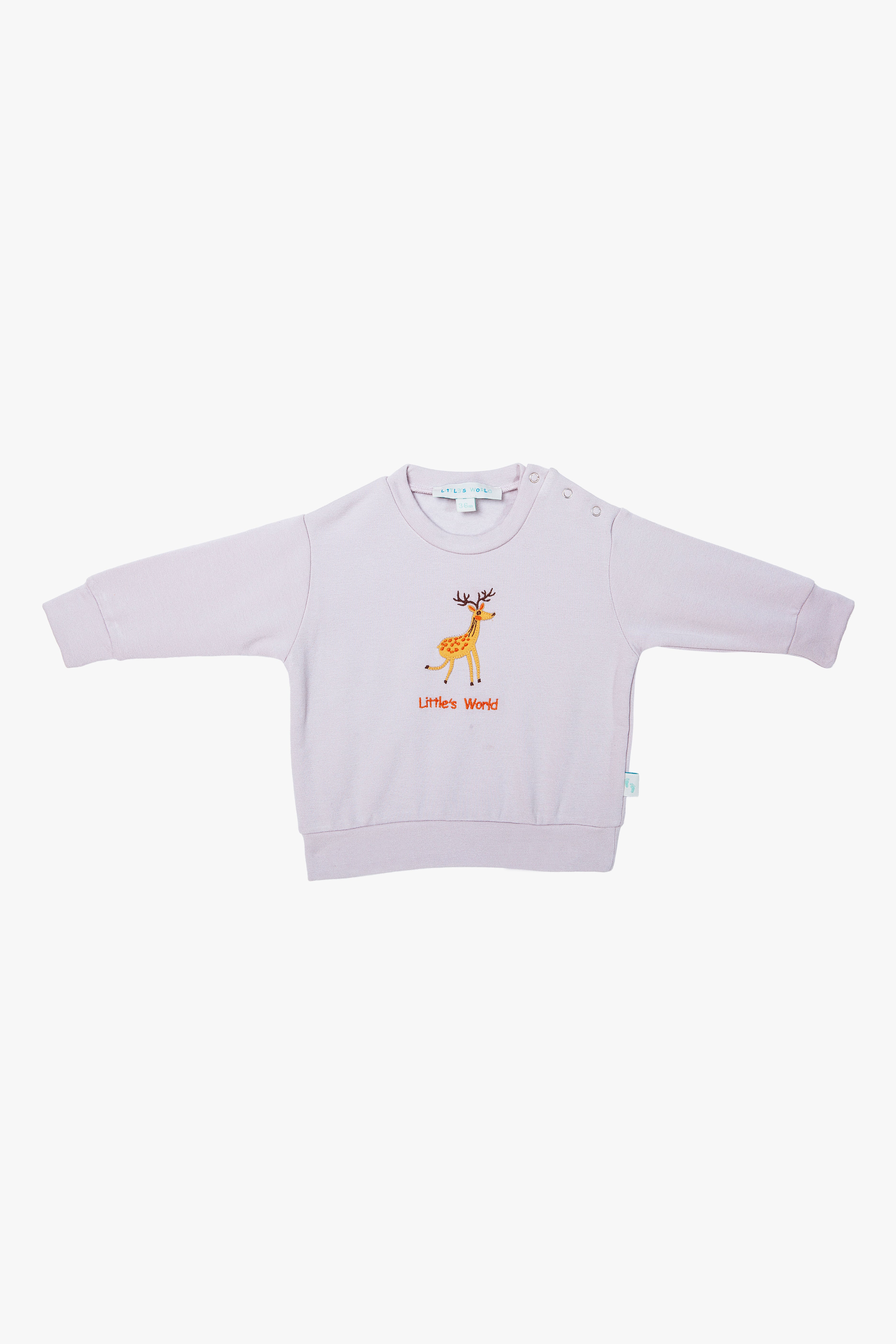 Zürafa desenli lavanta bebek kıyafeti - üst görünüm