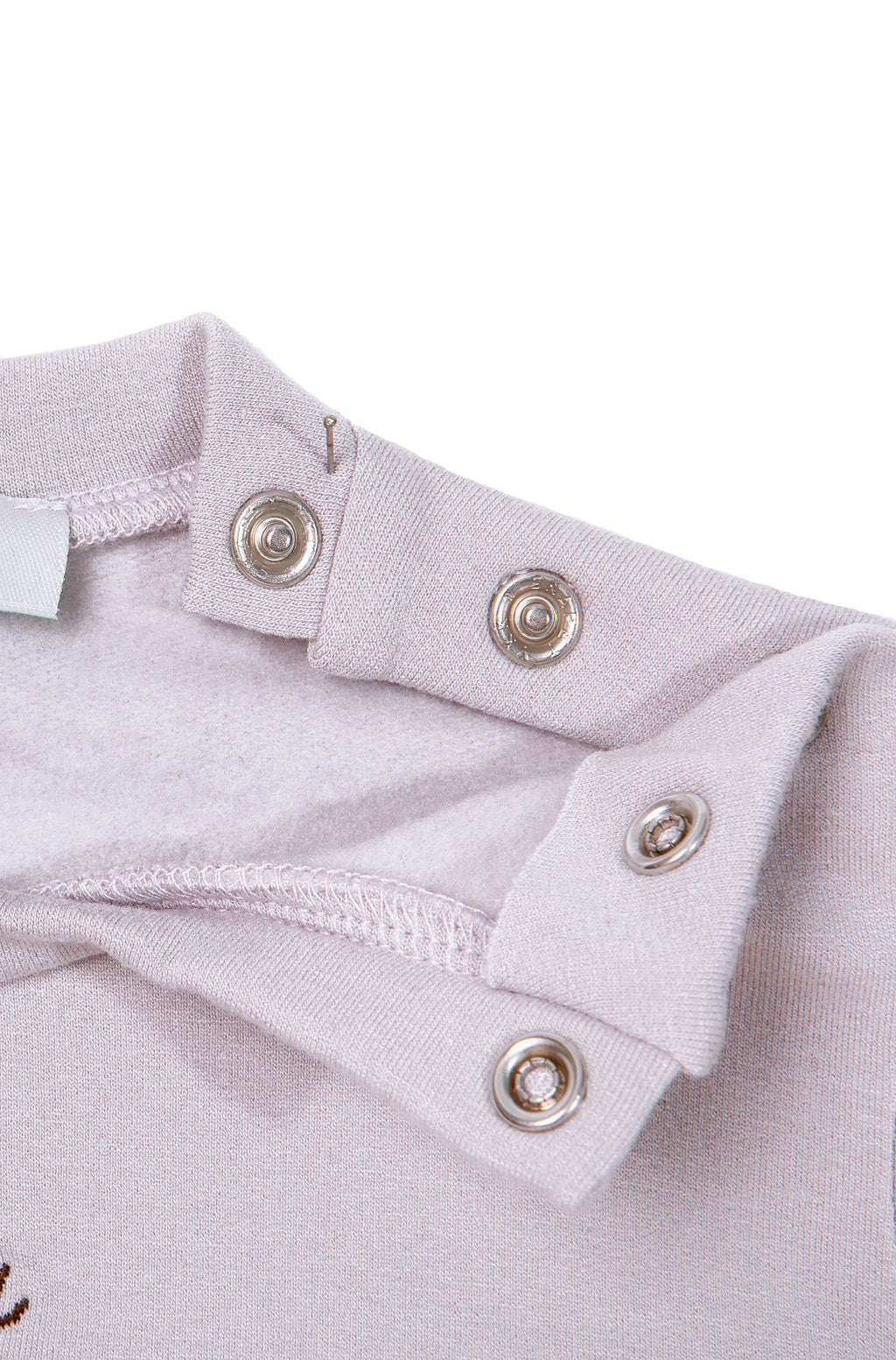 Pamuklu lavanta bebek alt üst takım - detay görünümü