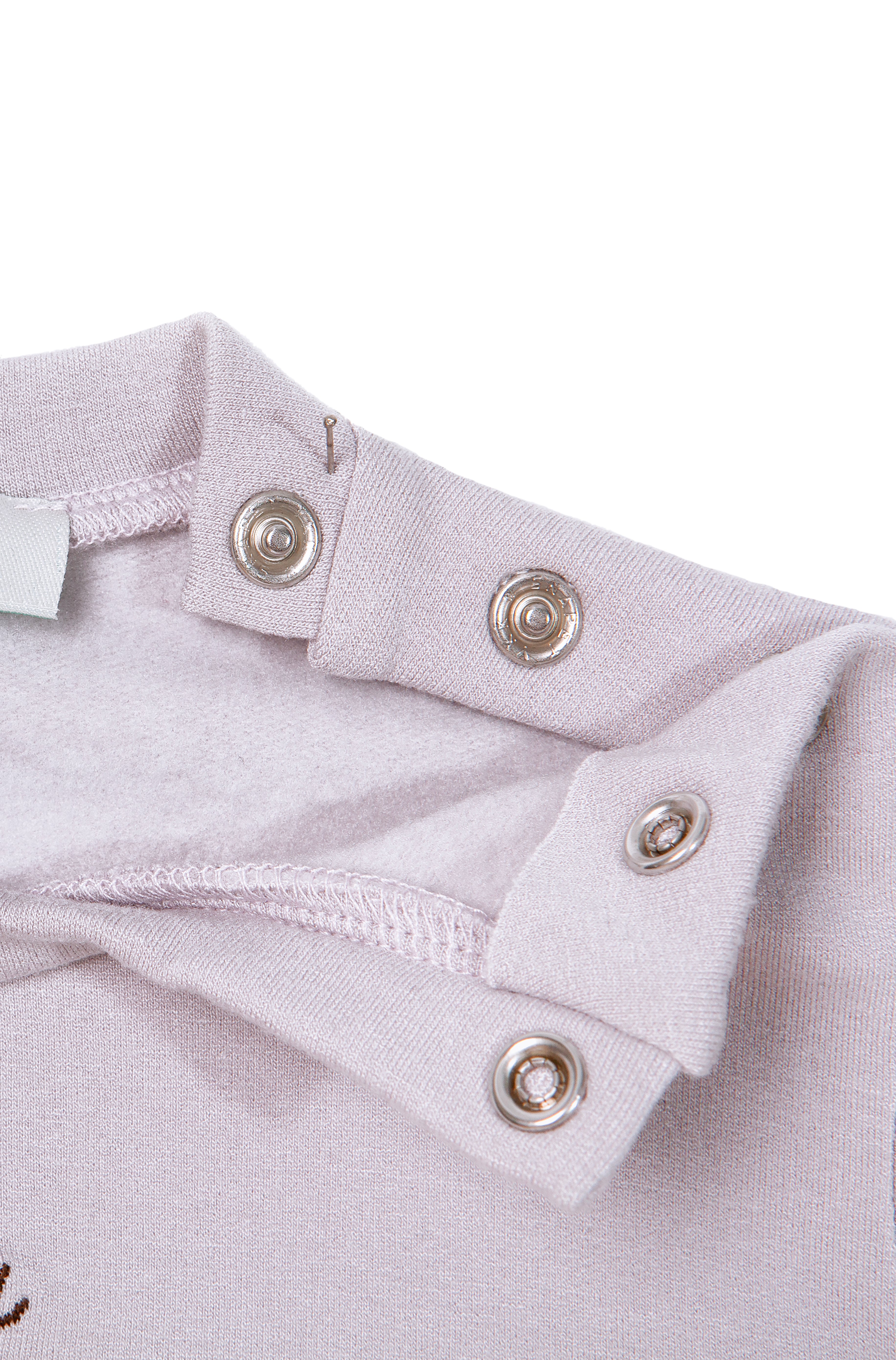 Pamuklu lavanta bebek alt üst takım - detay görünümü