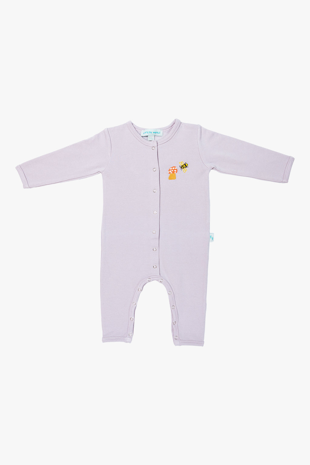 Bebek Çıtçıtlı Tulum Lavanta Grisi - Pamuklu Arı Nakışlı 0-24 Ay