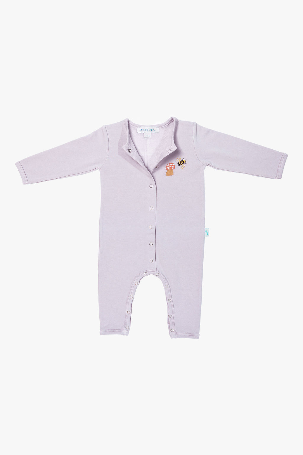 Bebek Çıtçıtlı Tulum Lavanta Grisi - Pamuklu Arı Nakışlı 0-24 Ay