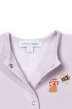 Bebek Çıtçıtlı Tulum Lavanta Grisi - Pamuklu Arı Nakışlı 0-24 Ay