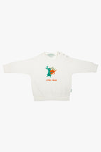 İçi şardonlu ekru bebek sweatshirt tavşan nakışlı - ön görünüm