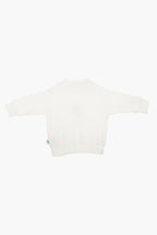 İçi şardonlu ekru bebek sweatshirt tavşan nakışlı - arka görünüm