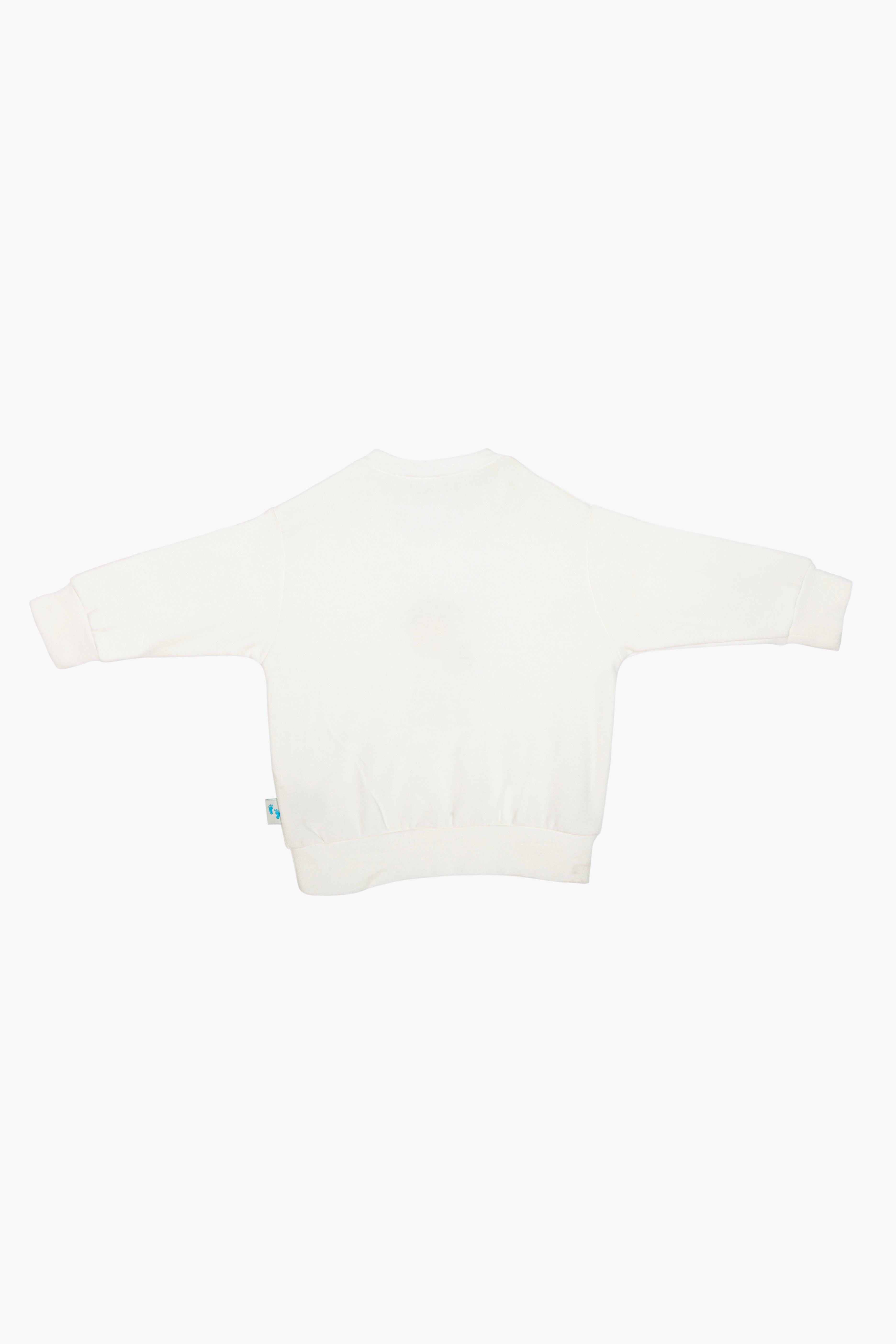 İçi şardonlu ekru bebek sweatshirt tavşan nakışlı - arka görünüm