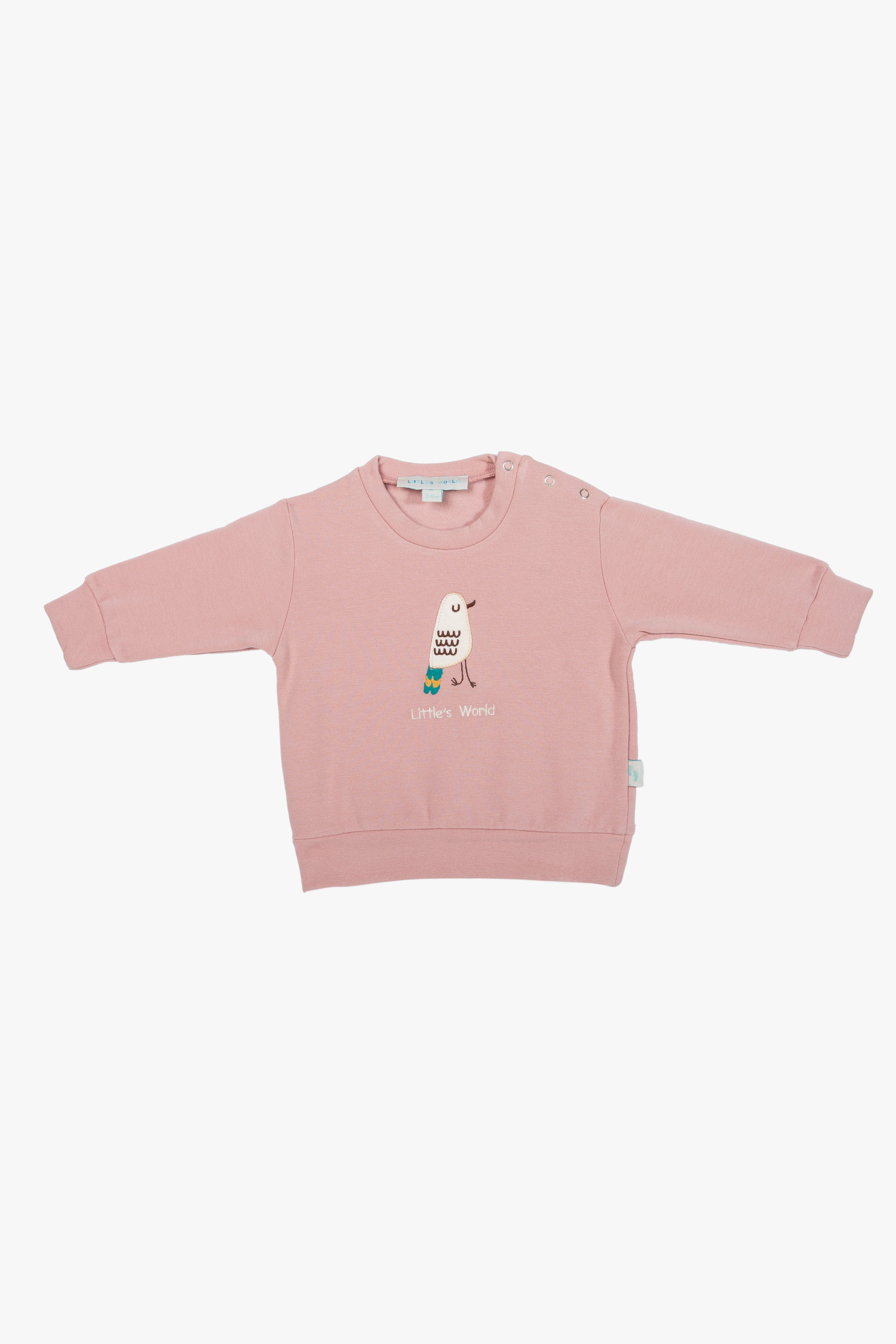 İçi şardonlu pudra bebek takımı kuş nakışlı - ön görünüm