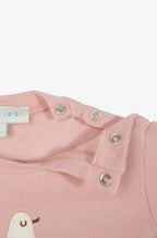 Pamuklu pudra bebek alt üst takım - detay görünümü