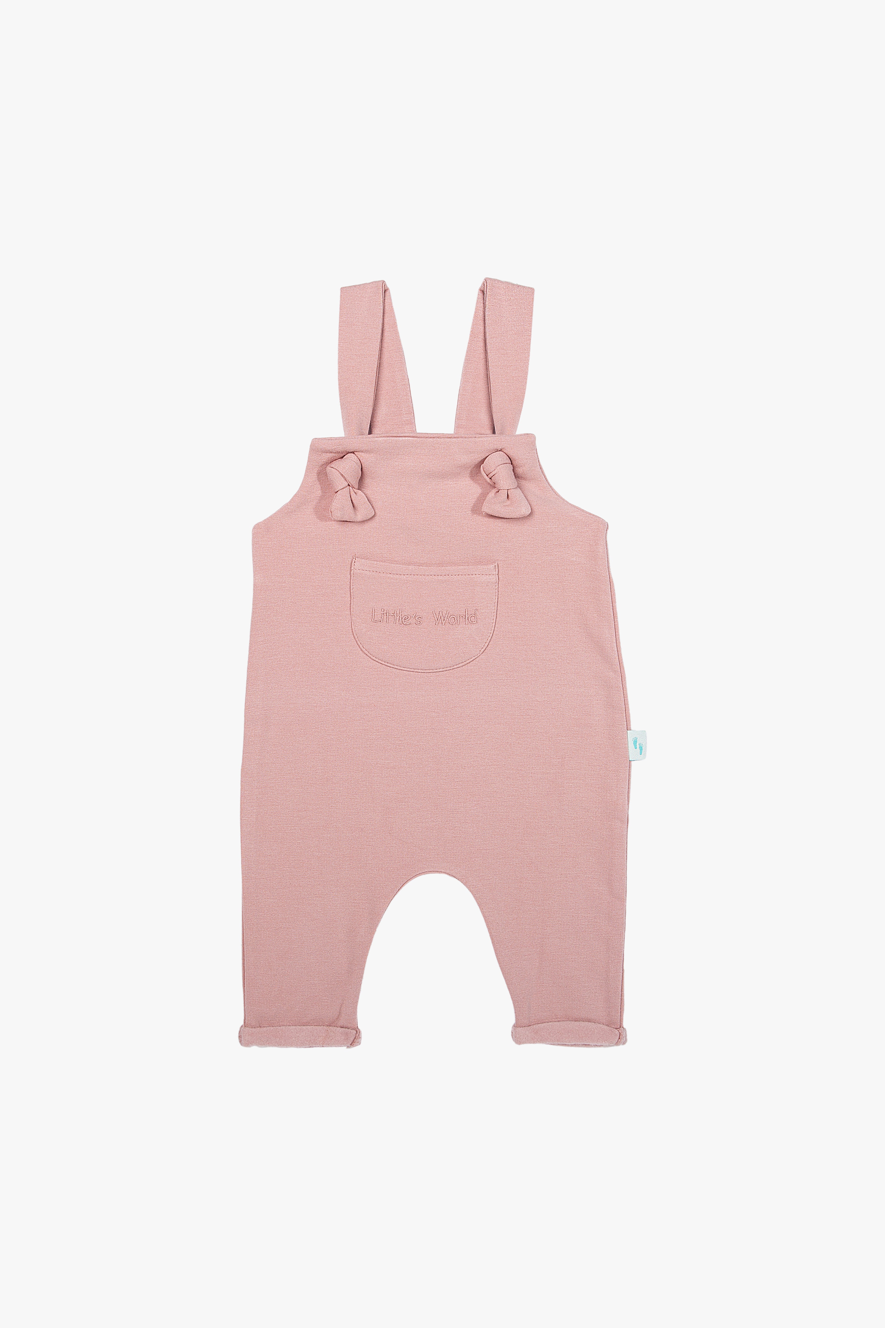 İlikli Bebek Salopet Pudra - Pamuklu Tulum 0-24 Ay | Little's World