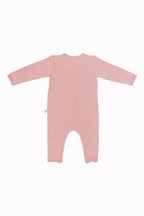 Bebek Çıtçıtlı Tulum Pudra Pembe - Pamuklu Arı Nakışlı 0-24 Ay