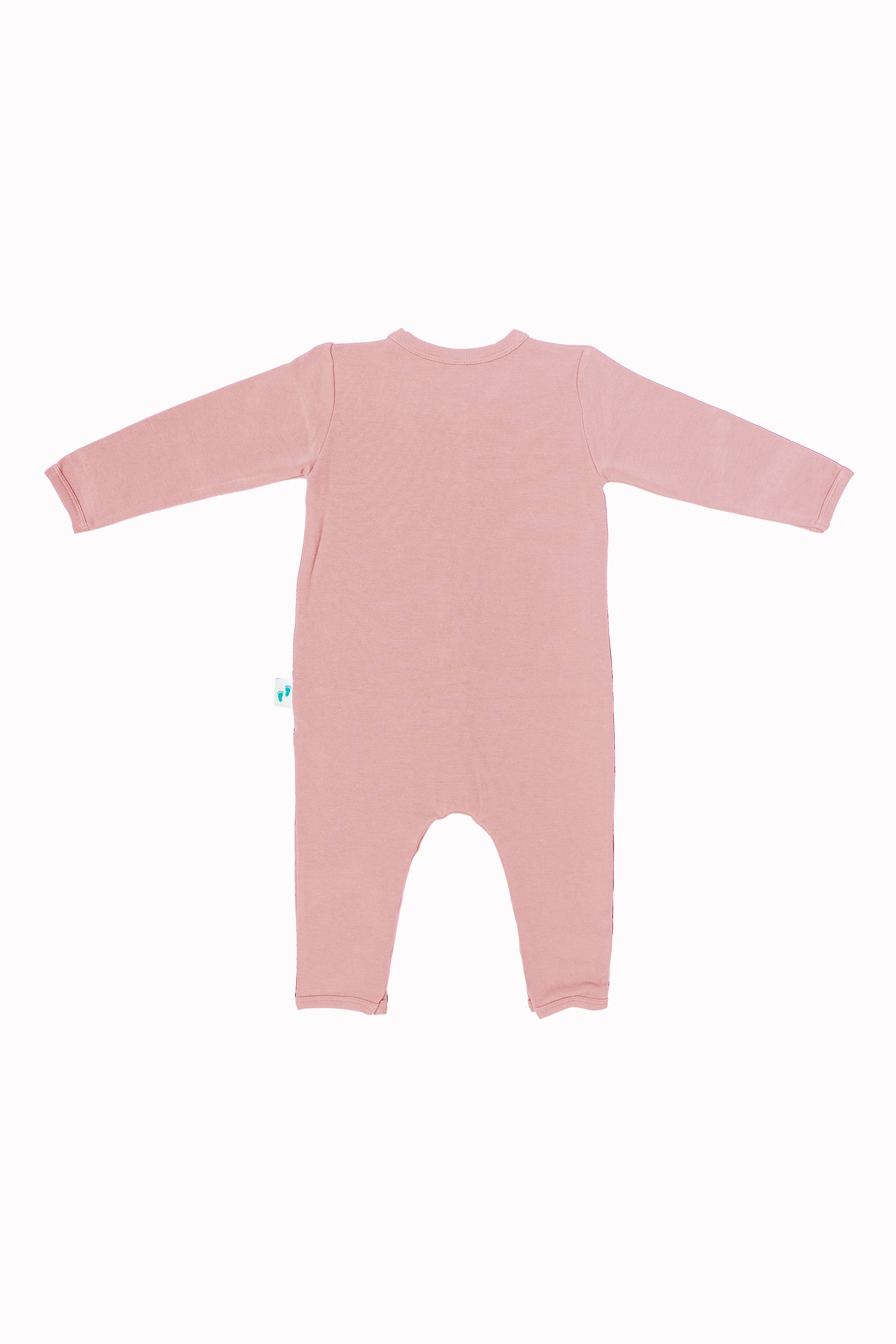 Bebek Çıtçıtlı Tulum Pudra Pembe - Pamuklu Arı Nakışlı 0-24 Ay