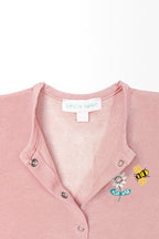 Bebek Çıtçıtlı Tulum Pudra Pembe - Pamuklu Arı Nakışlı 0-24 Ay