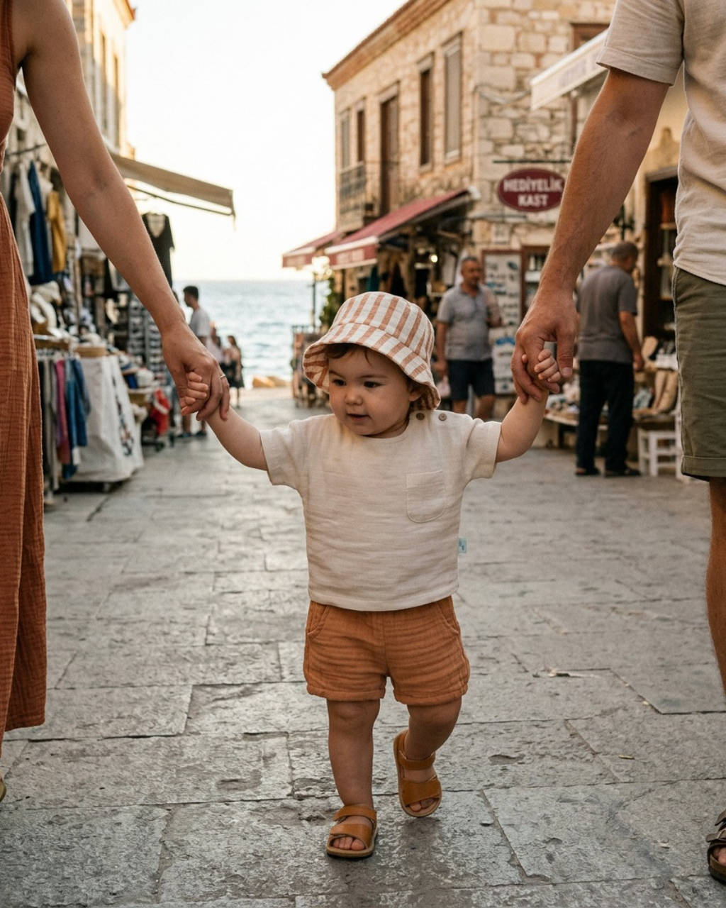 Organik Pamuk Müslin Bebek Tişört Bebek Şort Takım Toast
