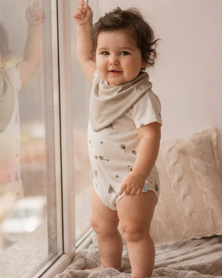 Sıvı Geçirmez Bebek Önlük Fildişi Latte