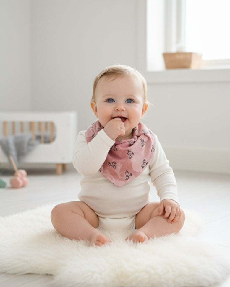 Sıvı Geçirmez Bebek Önlük Pembe Çocuk Baskı