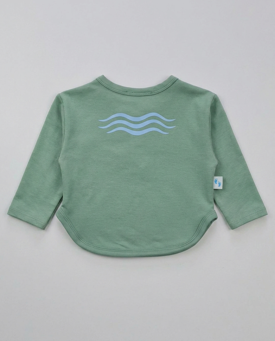 Bebek Sweatshirt  Shale Green Su Dalgası Desen - Simya